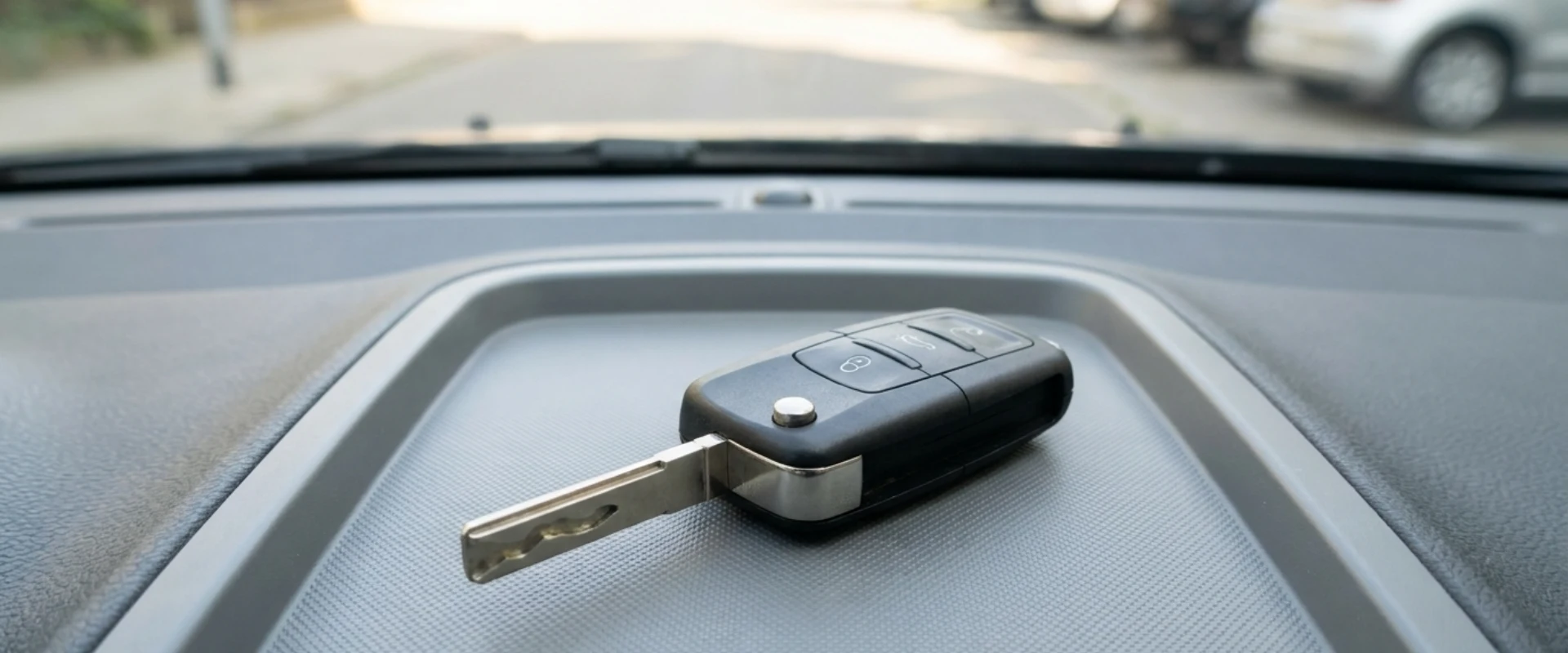 autosleutel op dashboard van auto
