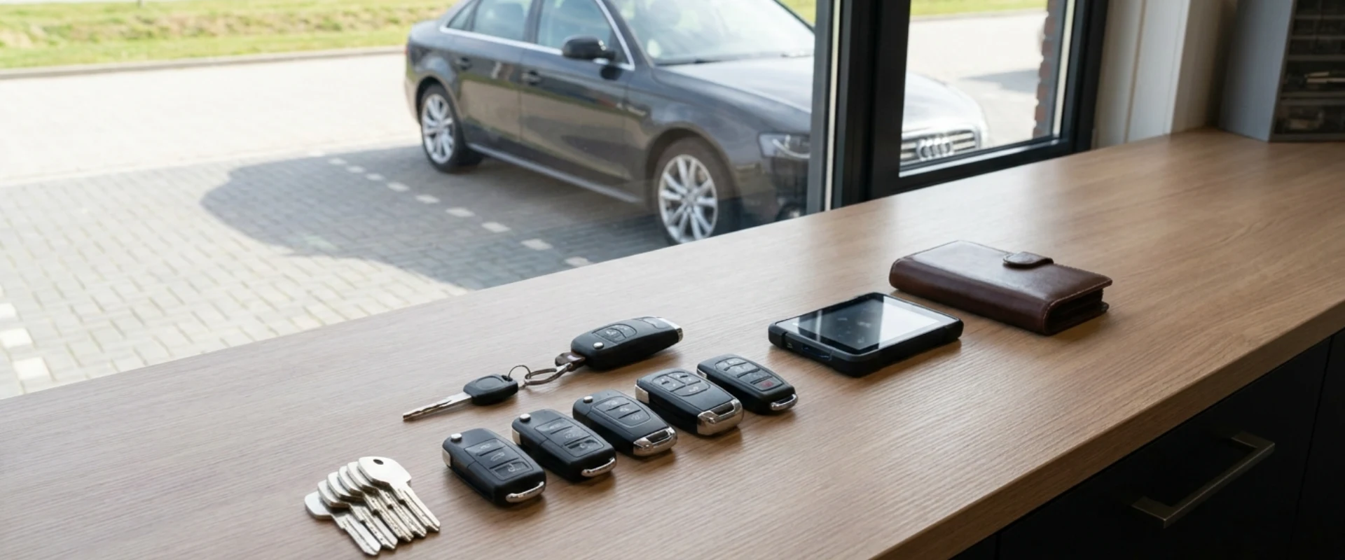 autosleutels en sleutels op tafel