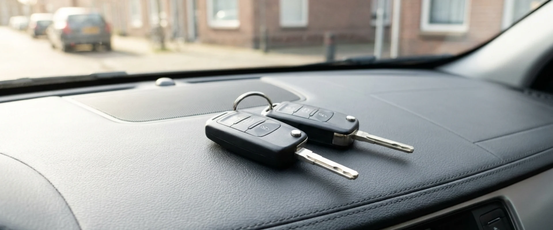 twee autosleutels op dashboard